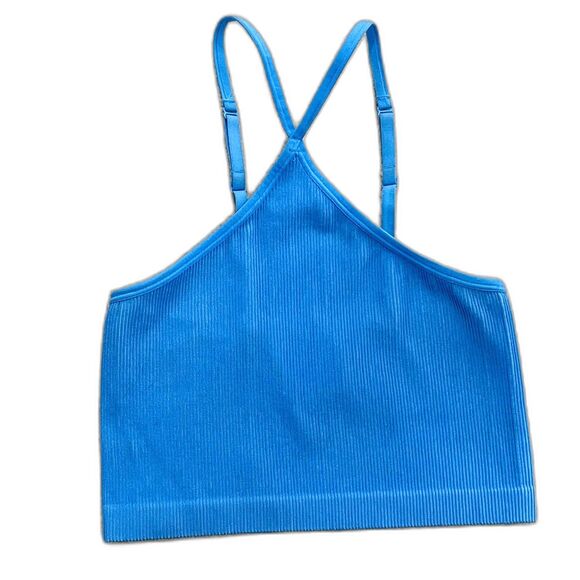 Colsie Women's Halter Brami Crop Top Ribbed Stretch Sporty Size Small Casual - Picture 1 of 5
